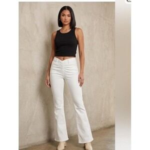 BDG Urban Outfitters V-Front Ruched Flare Jeans White Size 29 Exc Cond